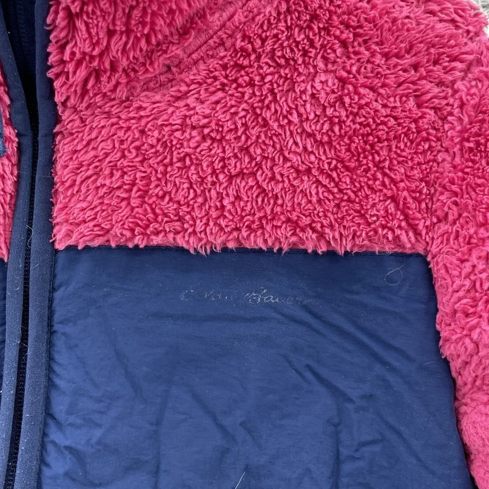 Eddie Bauer Kids Fleece Jacket Med‎ Pink Blue Colorblock Outdoor Camp Cabin Fall